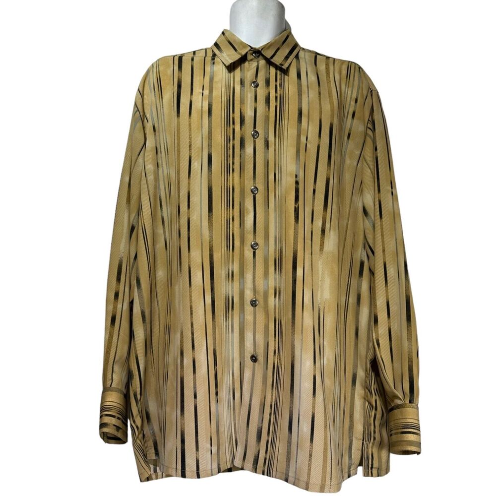 Bassiri Uomo Brown Micro Fiber Lightweight Mens Button up Dress Shirt Size XL